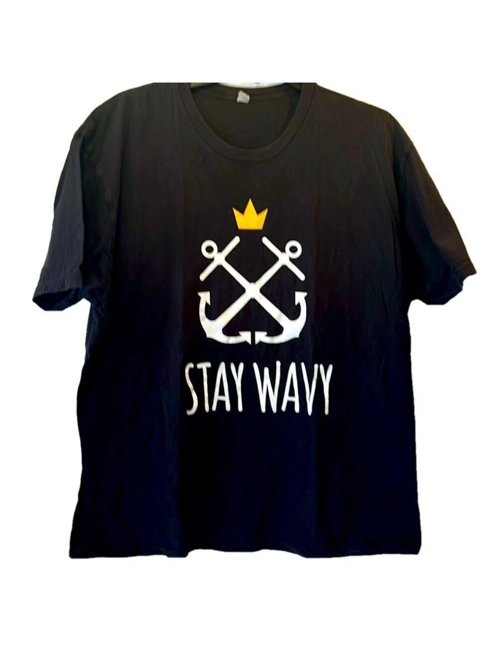 Next Level Apparel, SZ XL, PTP 23”, Length 27”, Black W/White and Yellow